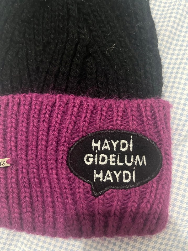 Mor ve Siyah Örgü Kadın Bere - Görsel 4