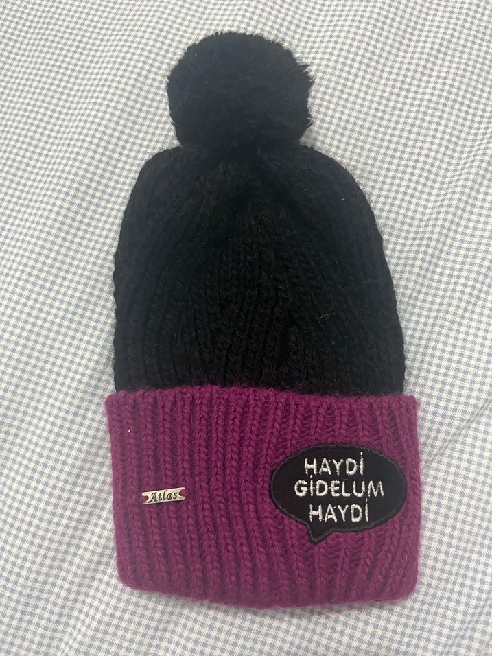 Mor ve Siyah Örgü Kadın Bere - Görsel 2