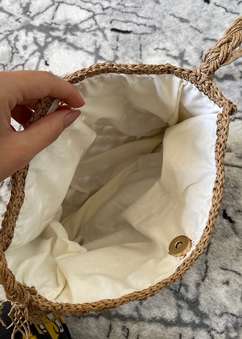 Diğer Bej Nakışlı Bohem Örgü Kadın Çanta