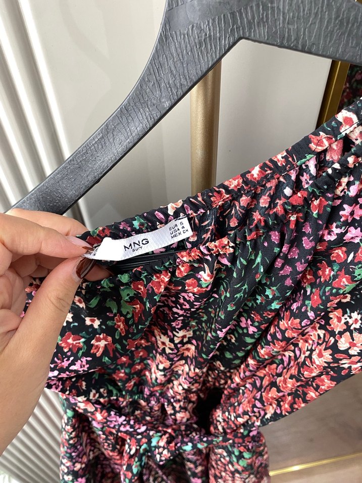 Mango tek omuz Çiçek Desenli  kısa elbise - Görsel 2