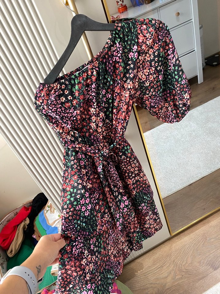 Mango tek omuz Çiçek Desenli  kısa elbise - Görsel 3