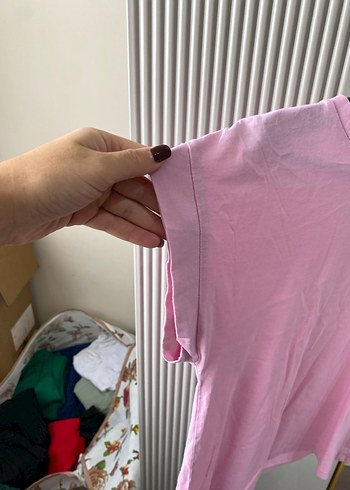 Düğmeli Pembe Tişört - Görsel 2