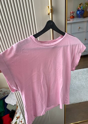 Düğmeli Pembe Tişört - Görsel 3