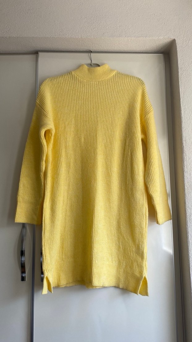 Sarı Triko Boğazlı Kadın Kazak - Görsel 2