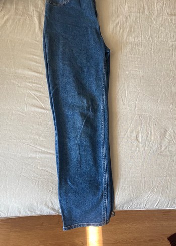 Parlak Mavi Normal Boy Bol Kesim Kadın Kot Pantolon - Görsel 4