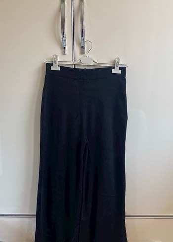 Siyah Örgü Pamuklu Midi Kadın Pantolon - Görsel 3