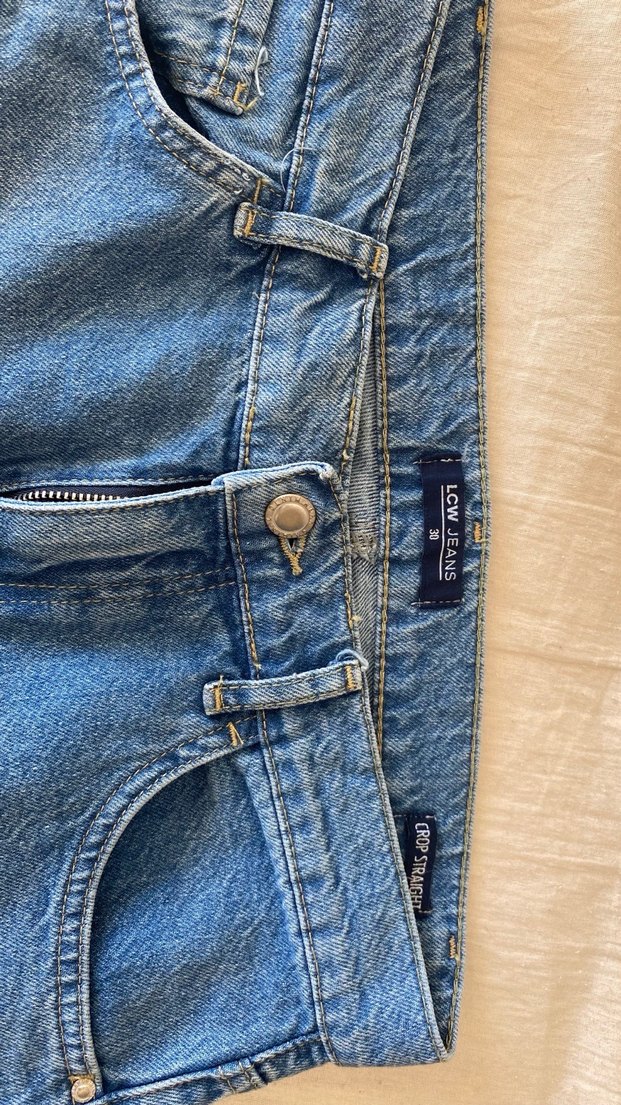 Kadın Mavi Midi Boy Bol Kesim Kot Pantolon - Görsel 3