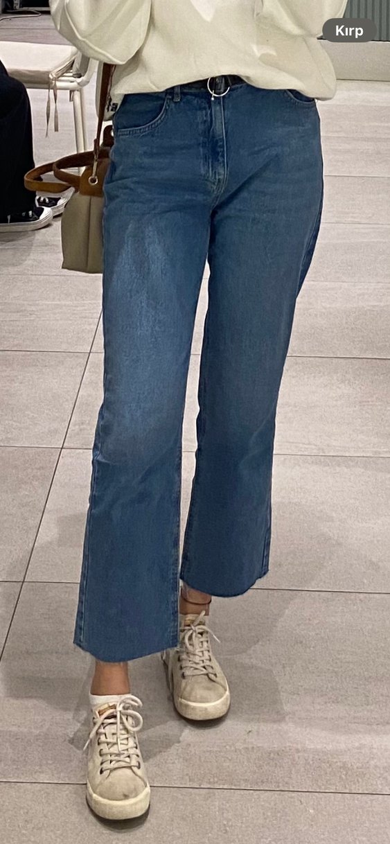 Kadın Mavi Midi Boy Bol Kesim Kot Pantolon - Görsel 4