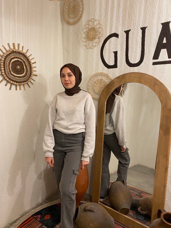 Gri Kadın Denim Bol Kesim Midi Jean - Görsel 3