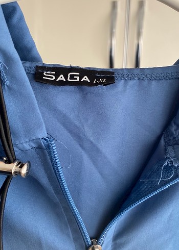 Kadın Mavi Midi Boy Rahat Kesim Yağmurluk - Görsel 3