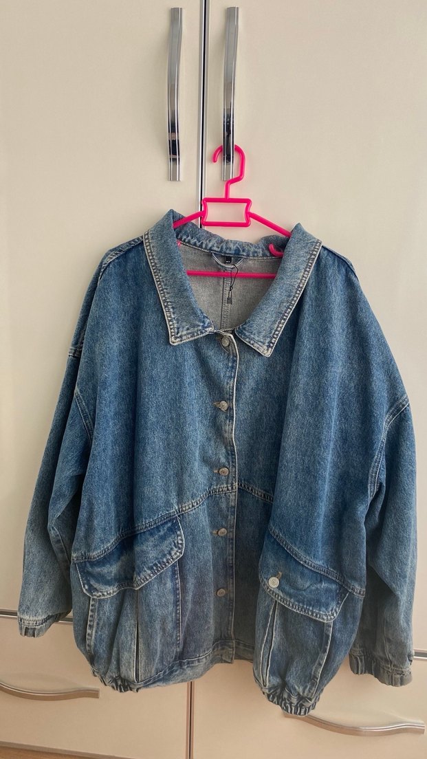 Gri Düğmeli Kadın Denim Ceket - Görsel 2