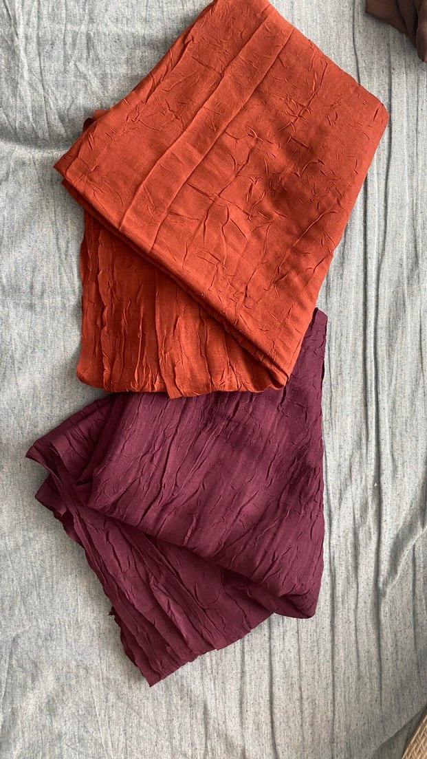 Bordo ve Kiremit Rengi Keten Bohem Kadın Şal - Görsel 2