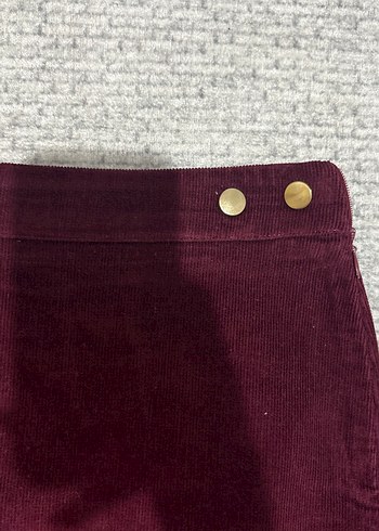 42 Beden Bordo Düğmeli Midi Kadın Mini Etek