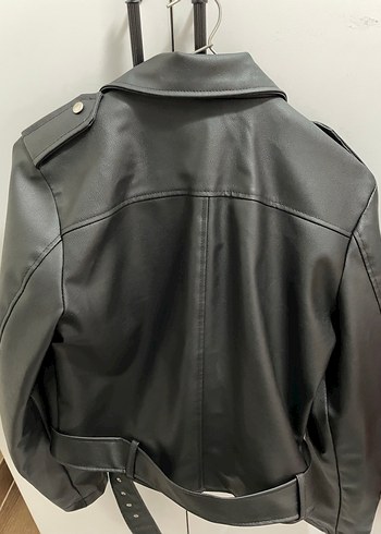 m Beden Kadın Siyah Deri Biker Ceket
