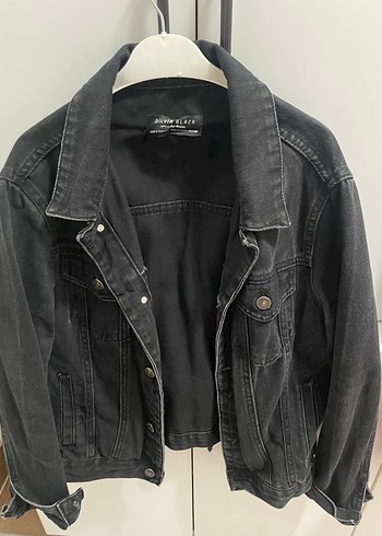 Dilvin Düğmeli Siyah Kadın Denim Kot Ceket