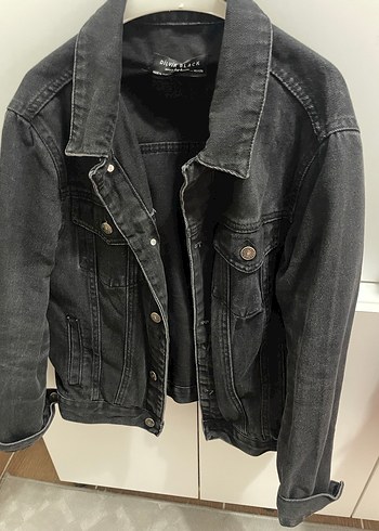 Düğmeli Siyah Kadın Denim Kot Ceket