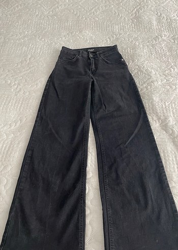 Siyah Loose Fit Midi Denim Kadın Pantolon