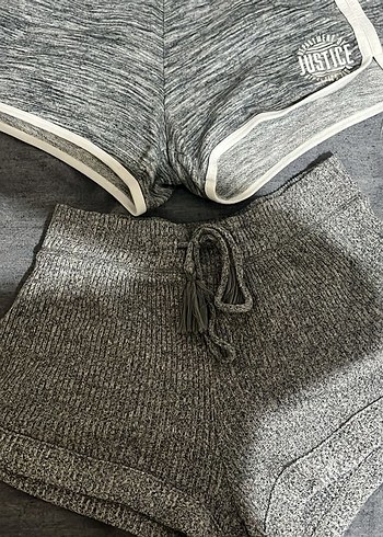 xs Beden gri Renk Gri Örgü Mini Şort - Rahat Kesim