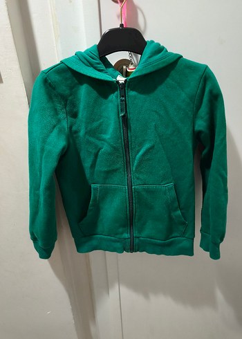 Erkek Çocuk Yeşil Kapüşonlu Fermuarlı Sweatshirt - Görsel 2