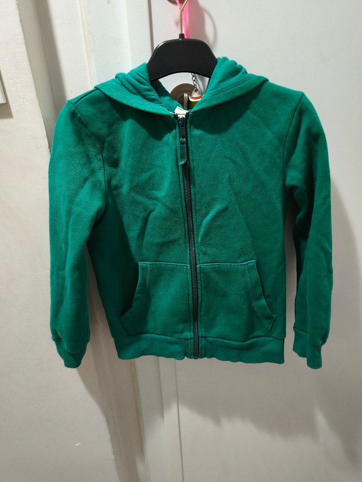 Erkek Çocuk Yeşil Kapüşonlu Fermuarlı Sweatshirt - Görsel 2