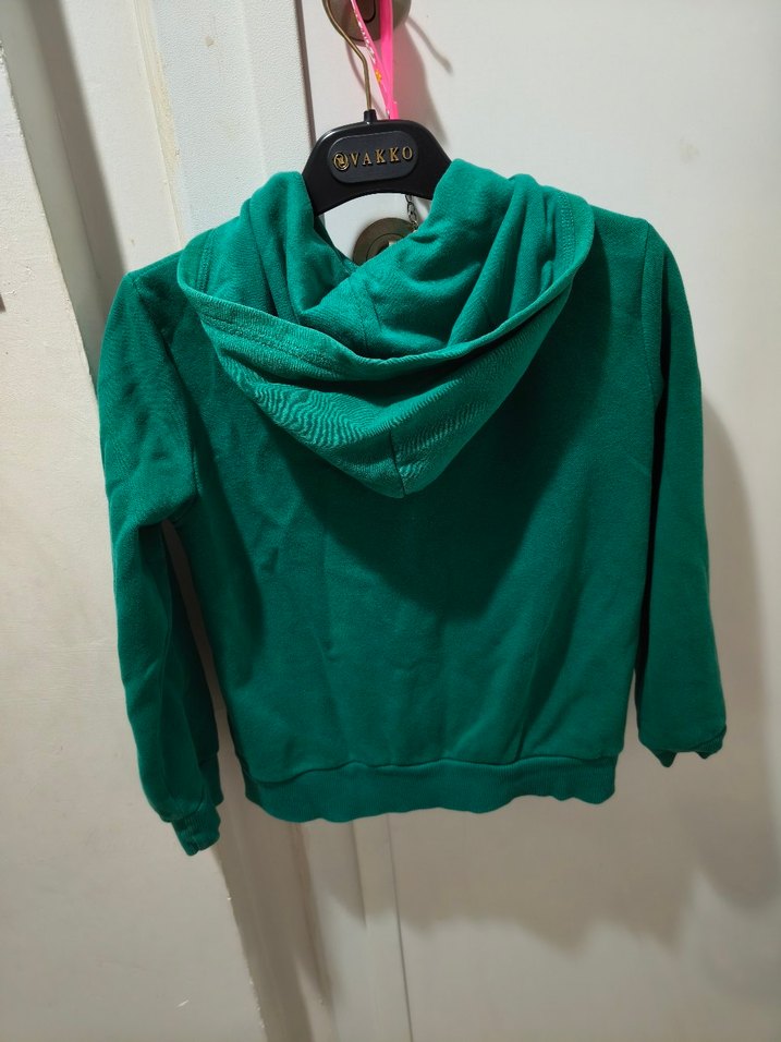 Erkek Çocuk Yeşil Kapüşonlu Fermuarlı Sweatshirt - Görsel 4