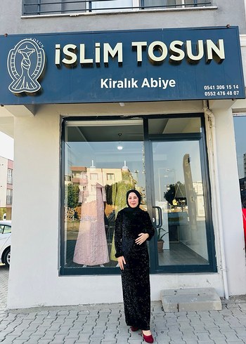 Siyah Payetli Straplez Uzun abiye