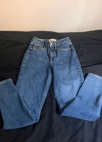 Koyu Mavi Kadın Boy Kot Pantolon