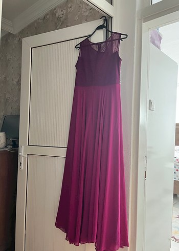 xl Beden Bordo Drapeli Straplez Uzun Abiye Elbise