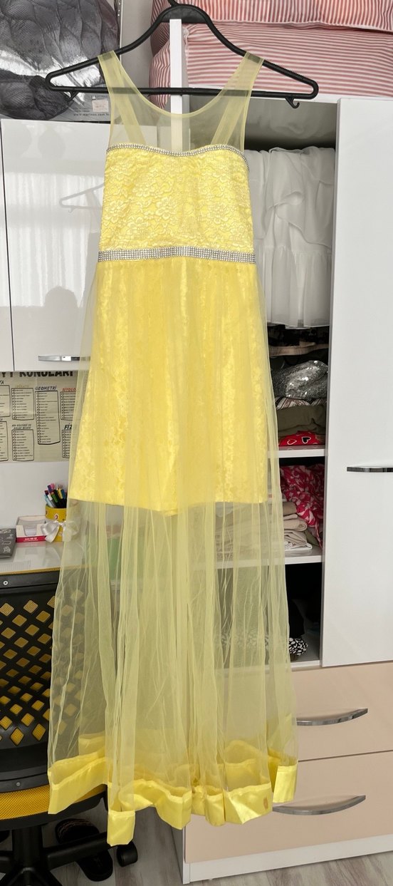 Sarı tül elbise kız çocuğu - Görsel 2