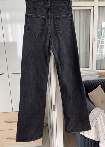 Siyah bol paça palazzo yüksek bel kadın pantolon - Görsel 2