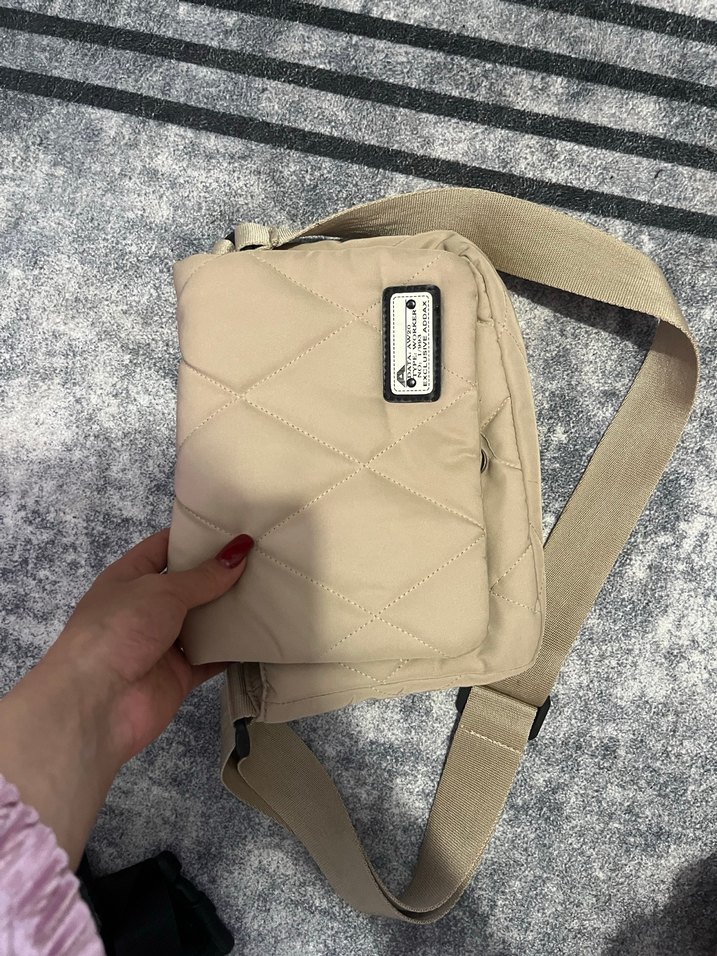 Bej Fermuarlı Kadın Omuz Çantası - Görsel 3