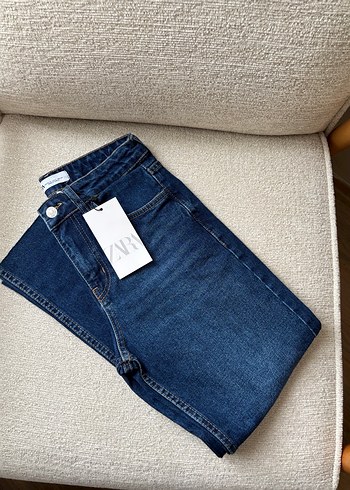Zara Kadın Mavi Denim Normal Kesim Jean