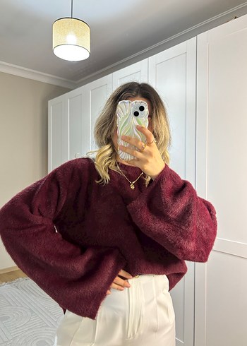 universal Beden Massimo Bordo Oversize Geniş Kol Detay