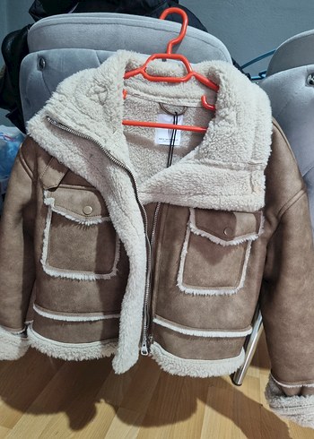 Kadın Kahverengi Süet Kürklü Kısa Mont