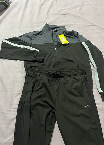 Slazenger Gri Fermuarlı Yüksek Yakalı Eşofman Takımı - Görsel 2