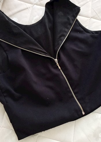 universal Beden cift taraflı siyah Yüksek Yakalı Kolsuz Crop Top