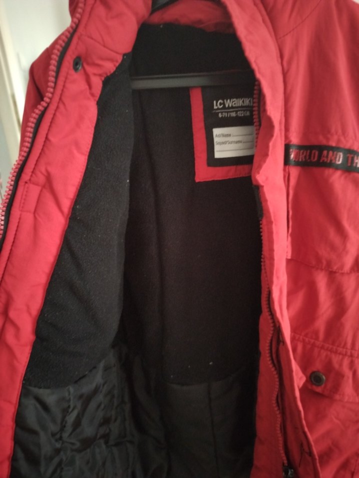 Koyu Kırmızı Erkek Çocuk Fermuarlı Kaban - Görsel 3