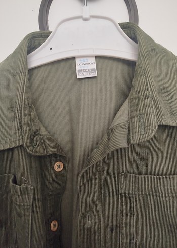 Erkek Çocuk Haki Düğmeli Uzun Kollu kadife Gömlek - Görsel 3