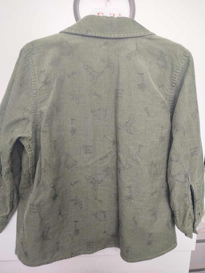 Erkek Çocuk Haki Düğmeli Uzun Kollu kadife Gömlek - Görsel 2