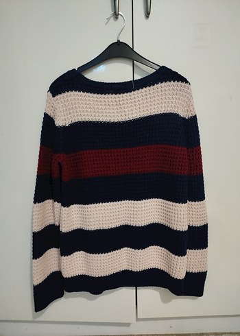 Çizgili Kadın Triko Kazak - Görsel 2