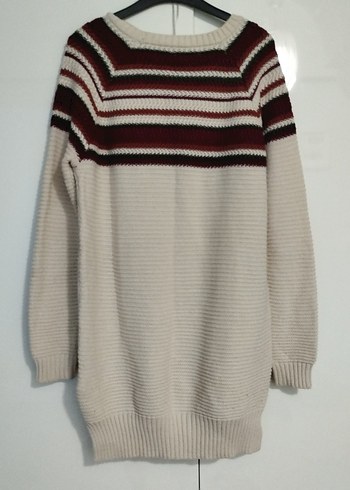 Bordo Çizgili Kadın Triko Kazak - Görsel 2