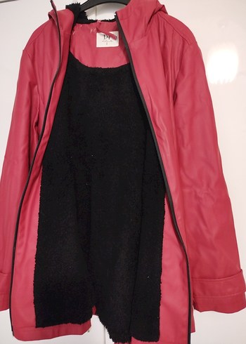 Koyu Kırmızı Kadın Deri içi polar Fermuarlı Ceket - Görsel 2