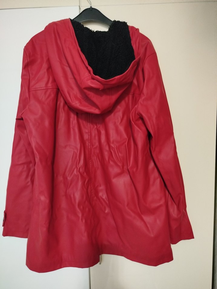Koyu Kırmızı Kadın Deri içi polar Fermuarlı Ceket - Görsel 4