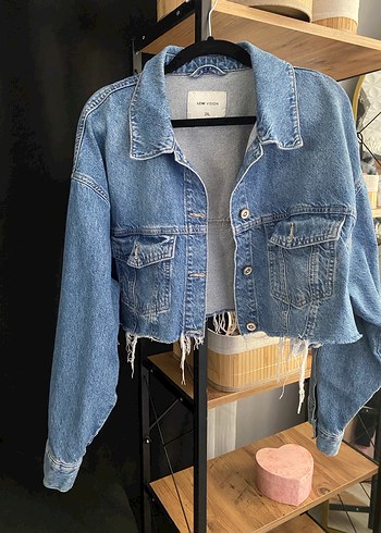 Düğmeli Loose Fit Midi Kadın Denim Ceket
