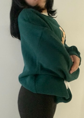 l Beden yeşil Renk Tom ve Jerry Baskılı Yeşil Kadın Sweatshirt