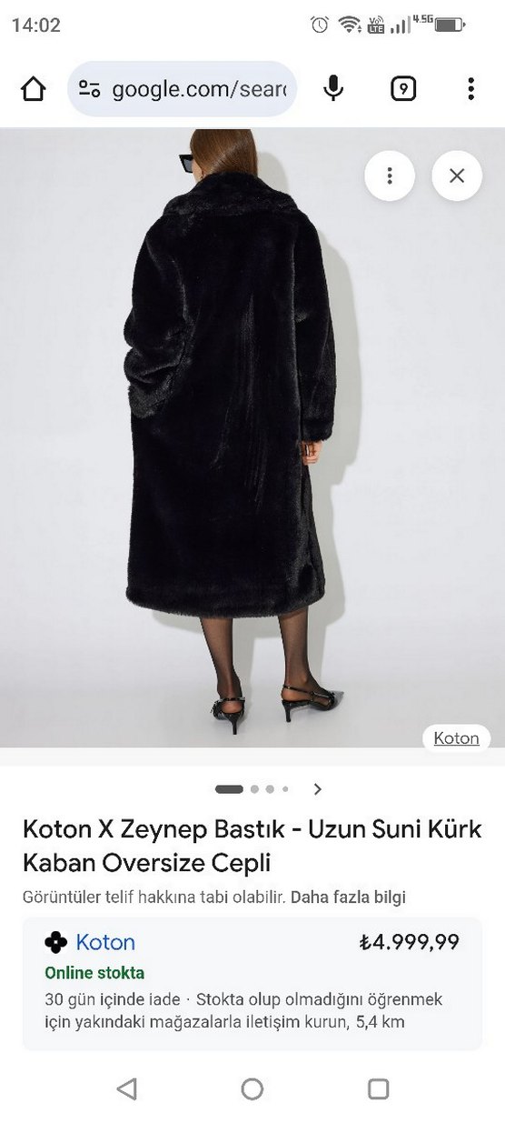 Koton X Zeynep Bastık Siyah Uzun Suni Kürk - Görsel 3