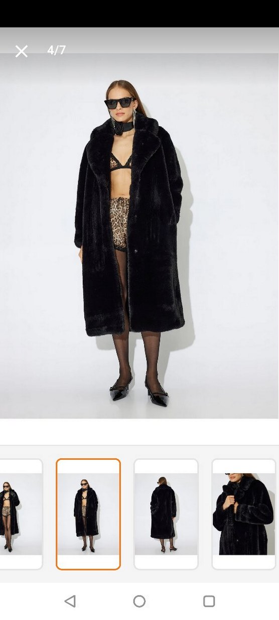 Koton X Zeynep Bastık Siyah Uzun Suni Kürk - Görsel 2