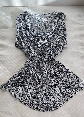Vintage Leopar Desen Sıfır Kol Bluz