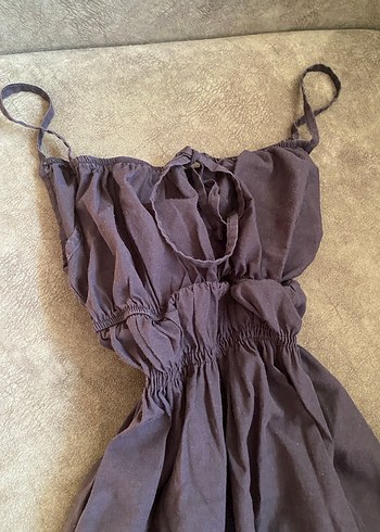 m Beden Vintage Siyah Askılı Elbise