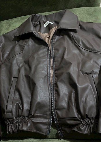 Vintage Kahverengi Deri Ceket - Görsel 2